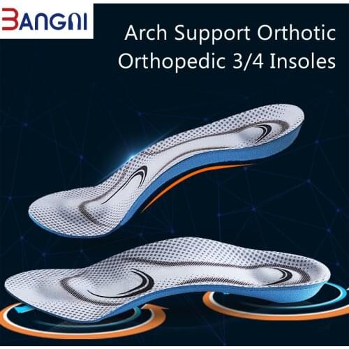 BANGNI Orthopedic Insoles Arch Support 3/4 Insole Memory Foam Insert Plantar Fasciitis for Feet Man Woman Orthotic Shoes Pad