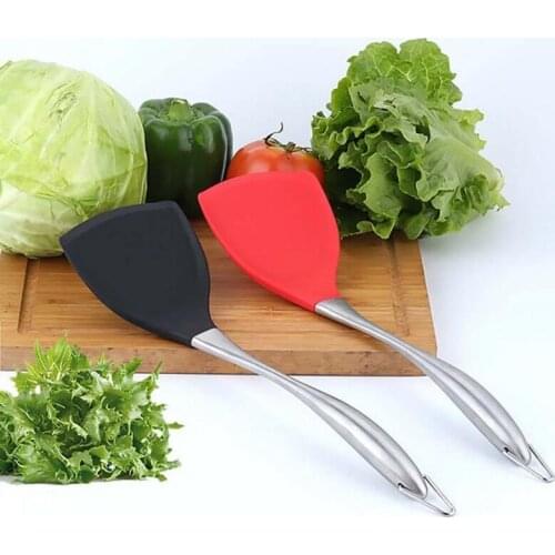 Non-Stick Silicone Cooking Spatula Stainless Steel Handle Wok Shovel Flexible Silicone Pancake Kitchen Cooking