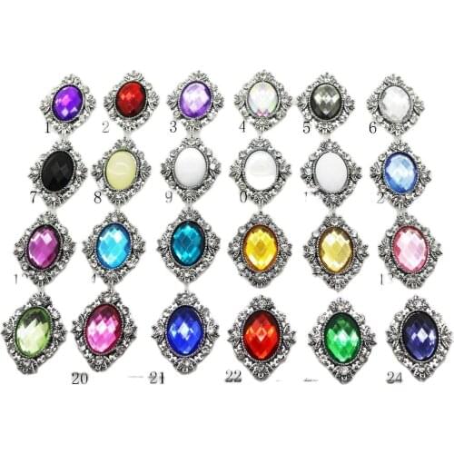 NEW 10pcs/lot 25mm*32mm Ancient silver Alloy Button DIY Accessories Wholesale Acrylic Buttons for Ribbon Flower Decoration