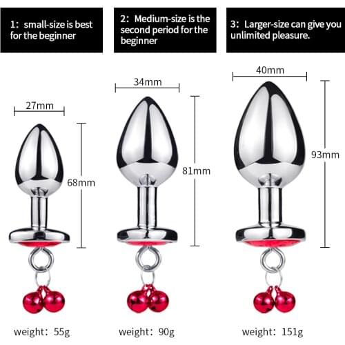 Runyu Intimate Metal Anal Plug With Small bell Smooth Touch Butt Plug No Vibrator Anal Bead Anus Dilator Anal Toys for Men/Women