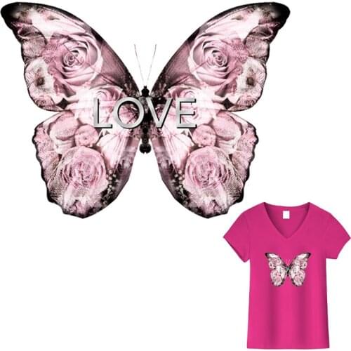 Flower Butterfly Clothing Badges Patches Hoodie Tops Hot Tear Heat Press Diy Transfer Paper Applique On Clothes