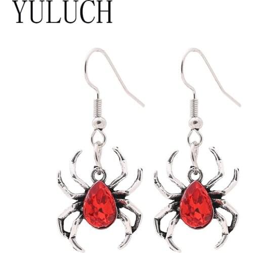YULUCH Halloween metal spider pendant earrings for women retro insect art jewelry girls holiday accessories ladies spider earrin