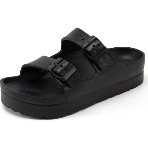 Women Summer Platform Sandals Adjustable Slip on EVA Double Buckle Ladies Slides Flip Flops Female Lightweight Beach Slippers