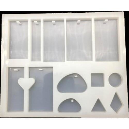 13 Designs mix rectangle round oval pendant with hole Silicone Mold for Epoxy Resin Jewelry Making DIY Craft Moulds Tools