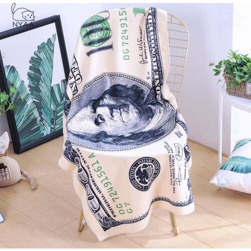 One Hundred Dollar USA Bill Decorative Beach Towel Printed Bath Towel For Beach Swimming Pool Sunbathing