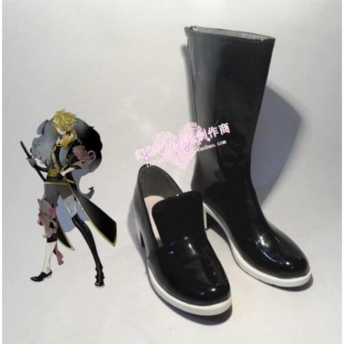 Touken Ranbu Shishiou Black Halloween Cosplay Boots Shoes H016