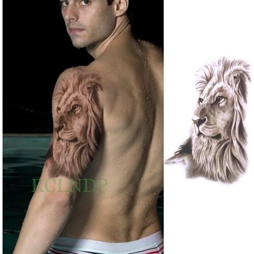 Waterproof Temporary Tattoo Sticker Lion Fake Tatto Flash Tatoo Back Leg Arm chest foot Large size body art for Women Men girl