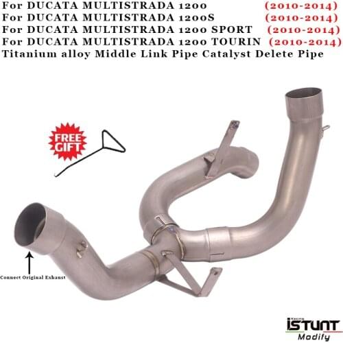 Motorcycle Exhaust Titanium Alloy Middle Link Pipe Catalyst Delete Pipe For DUCATA MULTISTRADA 1200 1200S 1200SPORT 1200TOURIN