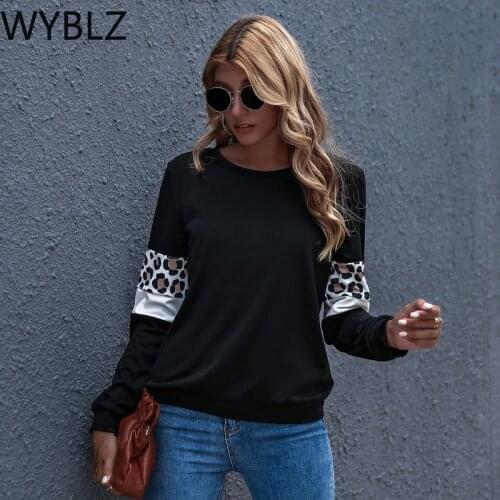 WYBLZ Autumn Winter Fashion Leopard Knitted Sweater Women 2021 New Casual O-neck Full Sleeve Pullovers Top