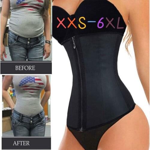 XXS-6XL Corset Body Shaper Latex Waist Trainer Cincher Zipper Underbust Weight Loss Slimming Shapewear Hourglass Belt Women Plus