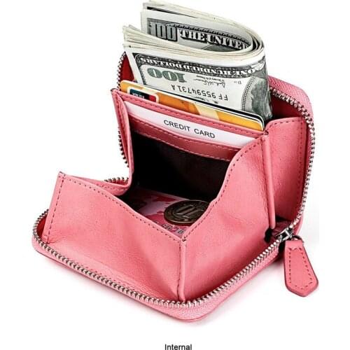 Female purse Cowhide Wallets Lady Small Coin Pocket Women Purses Genuine Leather Rfid Card Holder Mini Money Bag Portable Clutch
