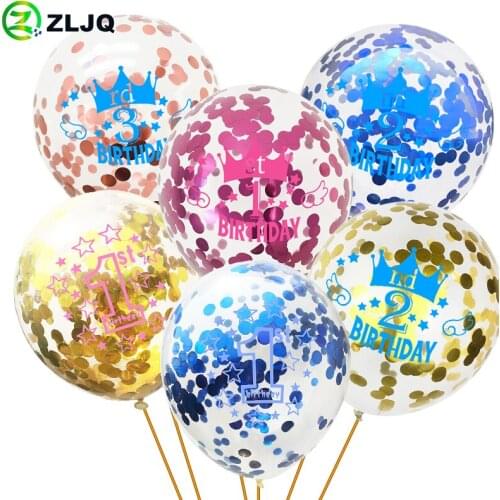 ZLJQ Boy Girl 1st Birthday Party Latex Balloons Number 1 2 3 Years Old 1st 2nd 3rd Birthday Party Digital Ballon My 1 Year Old