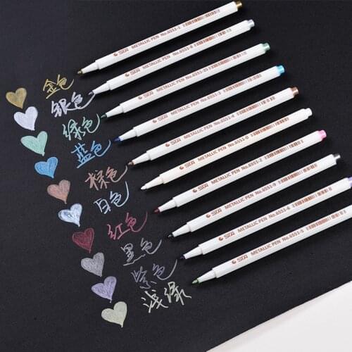 10 Colors Drawing Painting Marker Pens Metallic Color Pen for Black Paper DIY Album Diary Scrapbooking Art Supplies Stationery