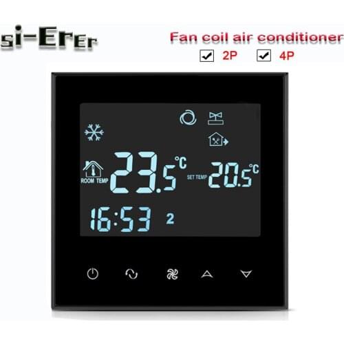220V Air conditioner thermostat-2P 4P refrigeration heating fan coil temperature control with programming