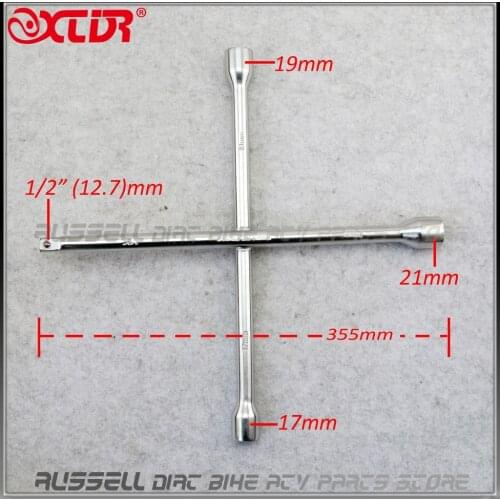 4 Way Wheel Brace Spanner Socket Car Auto Automobile Motorcycle Tyre Cross Nut Wrench 17 19 21mm