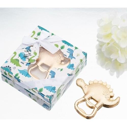 50pcs Two styles Gold Dinosaur beer bottle opener Wedding Party gift Baby birthday favors with retail box
