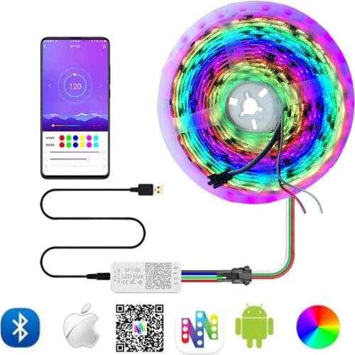 SP110 Bluetooth Controller USB Wire WS2812B Led Strip WS2812 Individually Addressable RGB Pixel Light 30/60/144 Pixel Waterproof