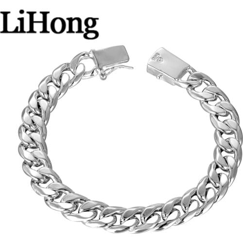 New Style 925 Sterling Silver Bracelet 10mm Square Buckle Chain For Men And Women Wedding And Engagement Party Jewelry