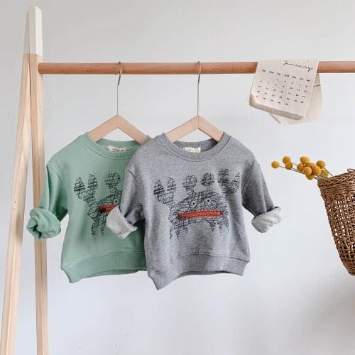 Kids Sweatshirt Cartoon Crab Printing Long Sleeve Shirts Toddler Boys Sweatshirts Cotton Hoodies for Boy 2 3 4 5 6 Y Boy Tops