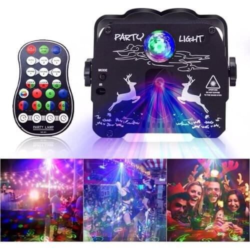 New RGB Laser Party Light LED with Remote Controller Stage Lights USB Auto Mode Sound Control Lamp for DJ Party Bar KTV Decorate