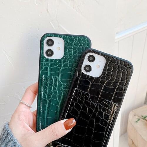 For iphone12 mobile phone case 11Pro/Max SE2 XsMax 12Mini 8plus XR/7 Crossbody phone case with crocodile pattern cassette