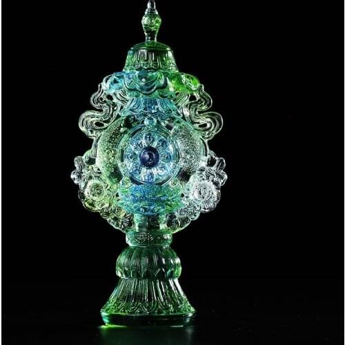 Ancient Glass Combination Eight Auspicious Ornaments Tantric for Buddha Auspicious Eight Treasures Collection Tibetan Buddhism