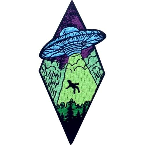 Embird Embroidered Applique Patches For Clothing Beam Me Up X-file UFO Alien Ceo-Friendly Handmade 3D Patch Military