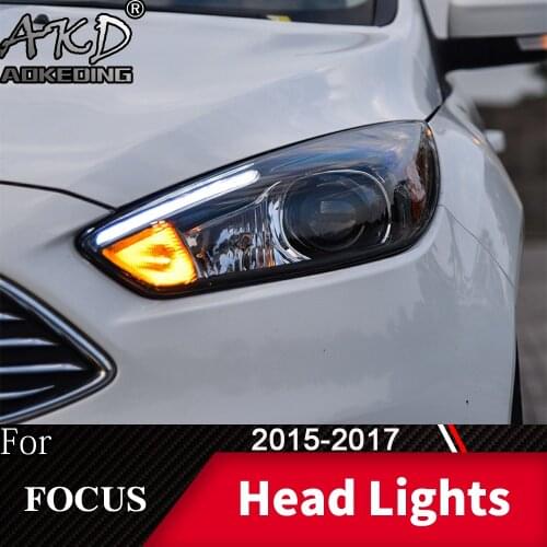 Head Lamp For Ford Focus 2015-2017 Focus ST Sytle Headlights Fog Lights Day Running Light DRL H7 LED Bi Xenon Bulb Car Accessory