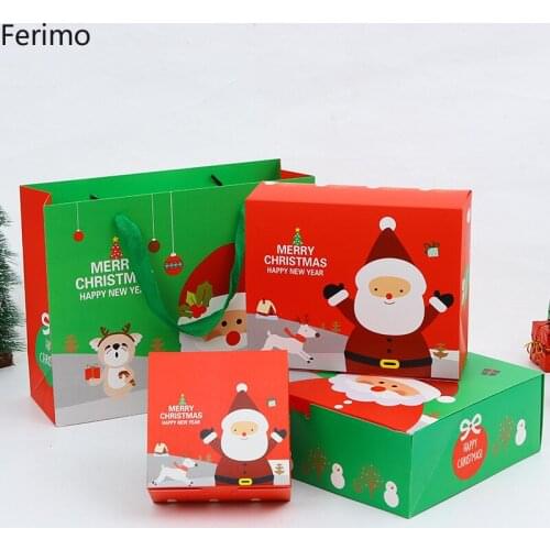 Ferimo 24pcs Creative Christmas Gift Box Candy Baking Packages Carton Party Favors Santa Claus Gift Bag With Handle