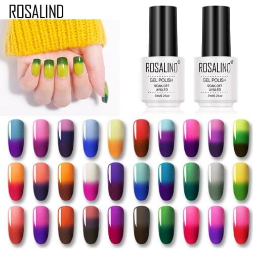ROSALIND Gel Color Changing Temperature Hybrid Varnis Gel Nail Polish Soak Off New Year Semi Permanent 7ml Color Nail Art Design