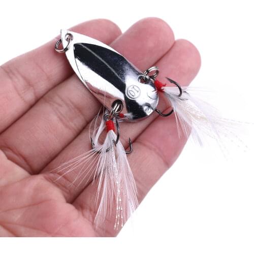 Hengjia 5pcs 4.5cm 10g Fishing Spoons with 2 Sharp Hooks Bass Pike Trout Bait Fishing Tackle Wobbler Metal Lure