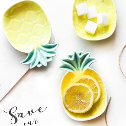Creative Cute Pinapple Household Small Dish Ceramic Soy Sauce Ketchup Seasoning Fruit Dish Kitchen Tableware Small Plates