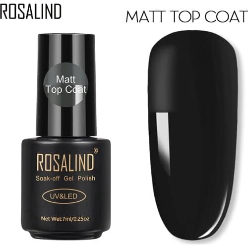 ROSALIND 7ML Matt Top Coat Nail Polish Lacquer Nail Gel Polish Vernis Semi Permanent Soak Off UV Gel Nail Polish