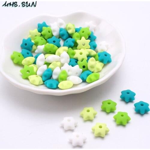 MHS.SUN 200pcs star silicone beads teething chewing beads loose spacer beads food grade teether beads for baby pacifier chain