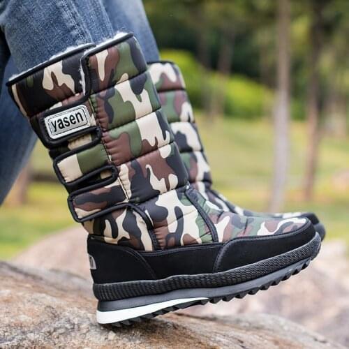 Winter snow boots men shoes 2021 anti-slip mid calf boots male waterproof warm plush platform shoes men boots bota masculino