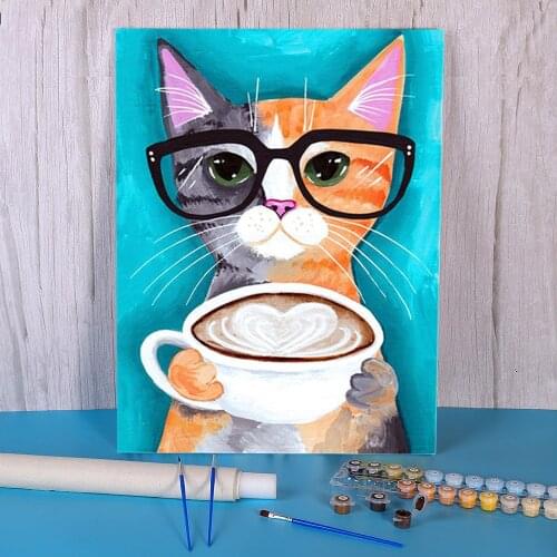 Animal Carton Cat DIY Painting By Numbers Kit Acrylic Paints 50*70 Canvas Painting New Design Adults Wall Art Drawing