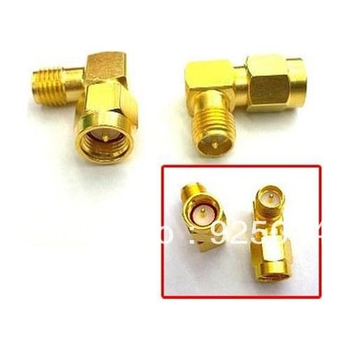 100pcs/lot New SMA male plug to RP-SMA female jack right angle in series RF adapter connector
