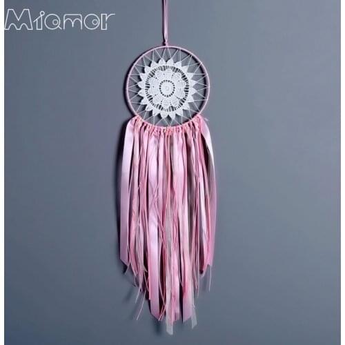 New Fashion Gift India Pink Lace Dreamcatcher Wind Chimes Indian Style Feather Pendant Dream Catcher Regalo Amor150704006