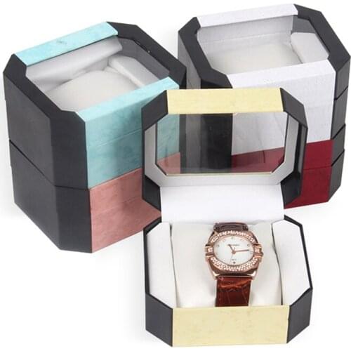 Wholesle Watch Box Wrist Watch Holder Display Storage Box Glass Top Jewelry Organizer