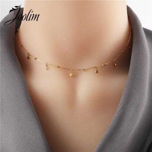 JOOLIM Dainty Stainless Steel Dot Choker Necklace Dot Collar Necklace Design Jewelry Wholesale Trendy Jewelry