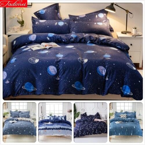 Galaxy Universe Outer Space Creative Pattern Duvet Cover 3pcs 4pcs Bedding Set Kid Child Cotton Soft Bed Linen Single Queen Size
