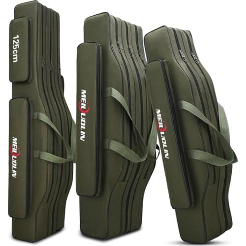 Portable Single layer 3 Layer Fishing Bag Canvas Waterproof Fishing Rod Reel Lure Carry Backpack Fishing Pole Storage X163G