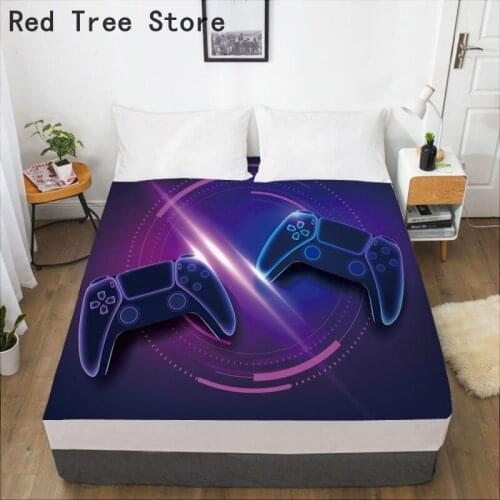 Drop Shipping 3D Print Fitted Sheet for Mattress Gamer Gamepad Design Bedding Linen Bedspread Home Decor Cover 180*200*35cm Size