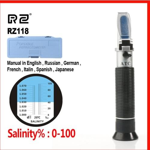 RZ Sea Salinity Refractometer meter salt water concentration Aquarium Handheld tool Mariculture Breeding Gravimeter 0~10%RZ118