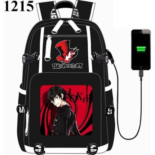 Anime PERSONA P5 Game USB Port Backpack Bag School Book Students Outdoor Shoulder Book Bag Rucksack Cosplay
