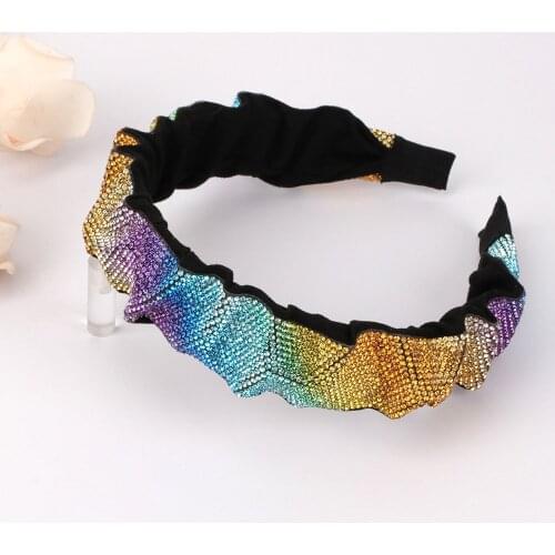 Wide Full Rhinestone Weaving Headband Bezel Women Girls Hair band Hair Hoop Hairband Non-Slip Headbands Hair Accessories 2021