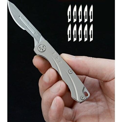 Titanium Alloy Folding Scalpel Knife Utility Knife Portable Demolition Express Key Chain Open Box Knife