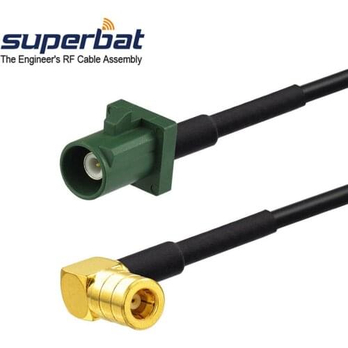 Superbat Fakra E Plug Connector to SMB Right Angle Jack RG174 50cm Antenna Extension Cable for Sirius XM Radio Satellite TV