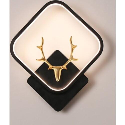LED Wall Lamp Iron Modern Living Room Bedroom Bedside LED Creative Circle Antlers Wall Light Indoor Decoration Fixtures
