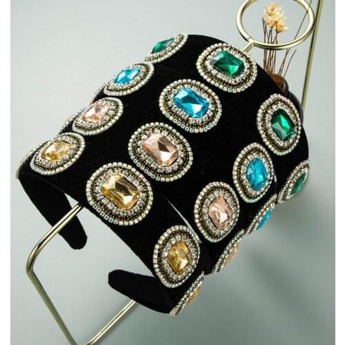 Vintage Wool Cloth Rhinestone Bezel Hair Accessories Women Headband Girl Hairband Opaska Do Wlosow Diademas Bandeau Pour Cheveux